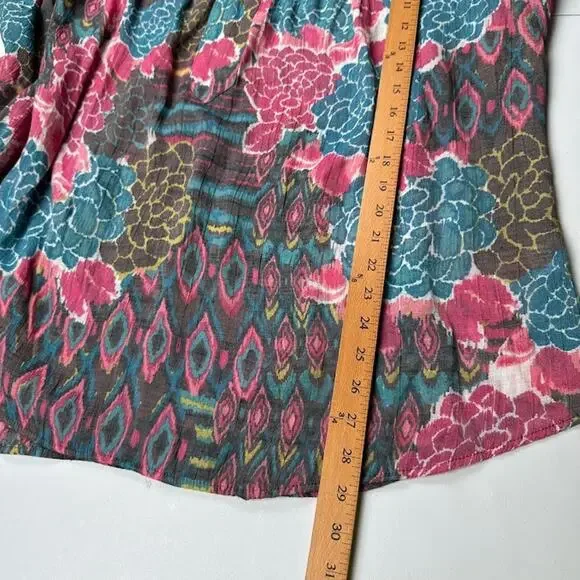 Fig And Flowers Top Womens 3X Pink Floral Long Sleeve Lightweight Boho Cottage - Picture 11 of 13